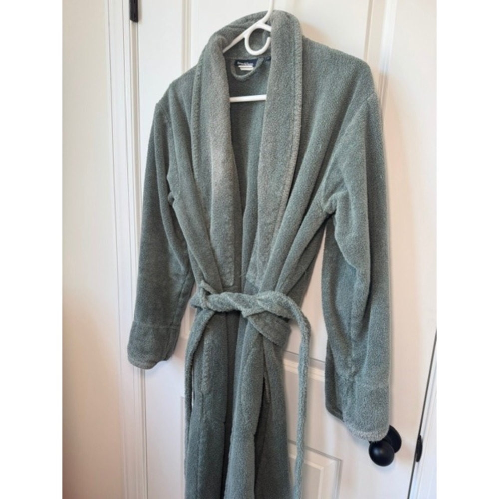 Brooklinen Super-Plush Robe Sage Green Turkish Cotton Shawl Collar Size M